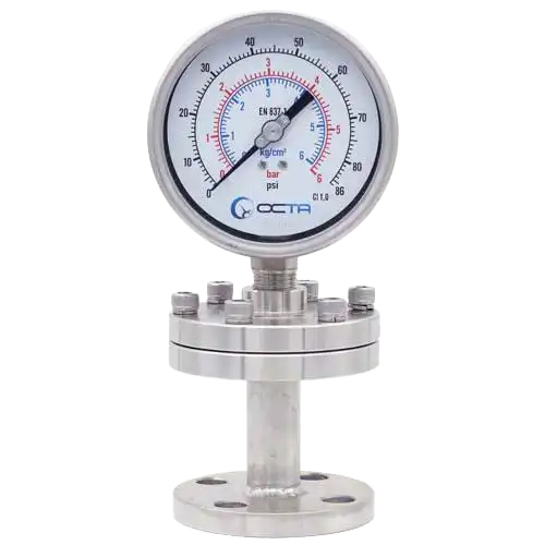 pressure gauge diaphragm seal Hflange gs100 octa front.webp